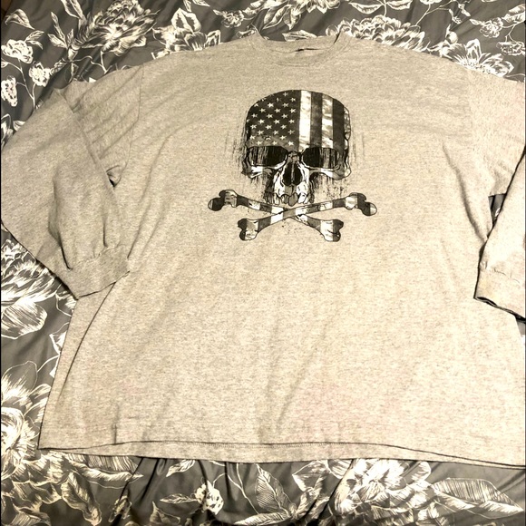 Biker 4XL grey skull & crossbones flag black/grey - Picture 1 of 4